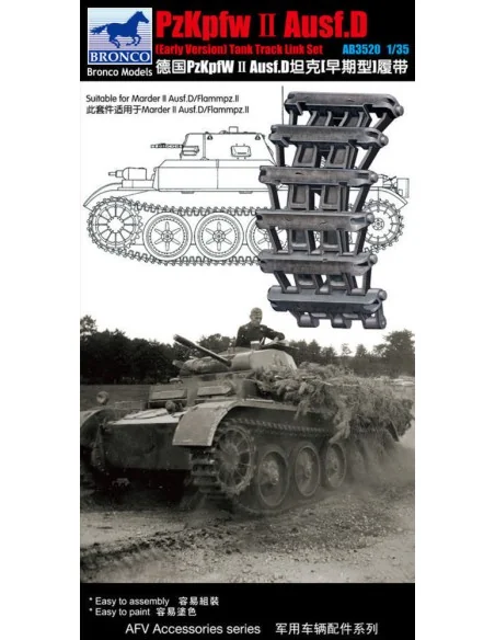 Pzkpfw.II Ausf.D (Early Version) Track Link Set, 1/35 - Bronco Mode...