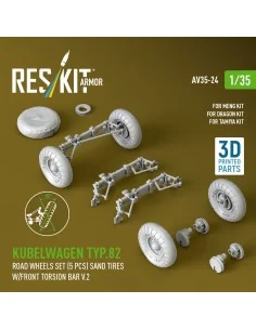 Kubelwagen typ.82 road wheels set (5 pcs) sand tires w/front torsio...