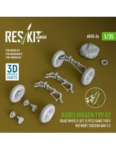 Kubelwagen typ.82 road wheels set (5 pcs) sand tires w/front torsio...