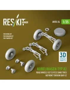 Kubelwagen typ.82 road wheels set (5 pcs) sand tires w/front torsio... 2