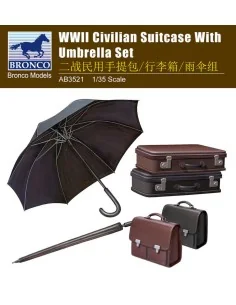WWII Civilian Suitcase with Umbrella Set, 1/35 - Bronco Models AB3521