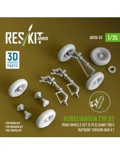 Kubelwagen typ.82 road wheels set (5 pcs) sand tires w/front torsio...