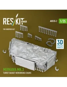 Merkava Mk.3 turret basket w/working chains for HobbyBoss kit (3D P...