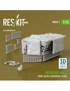 Merkava Mk.3 turret basket w/working chains for HobbyBoss kit (3D P... 2