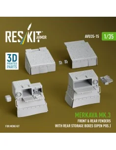Merkava Mk.3 front & rear fenders with rear storage boxes (open pos...