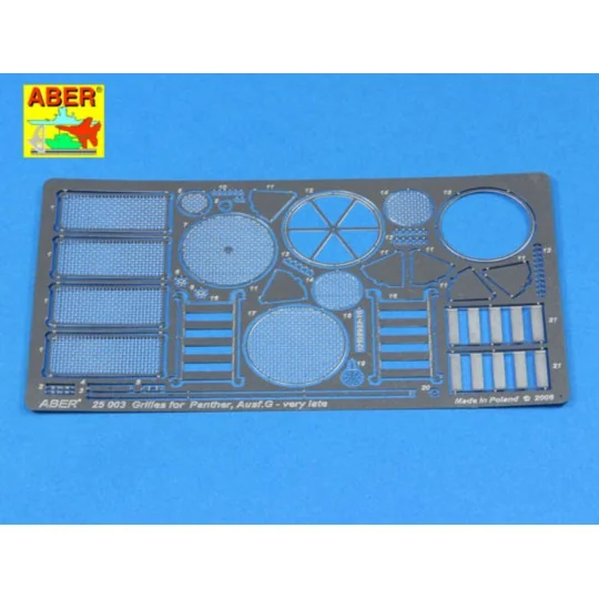 Grilles for Sd.Kfz.171 Panther Ausf.G late model, 1/25 - Aber Model...