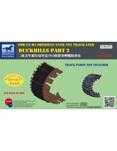 Duckbills part 2 For US M4 SHERMAN TANK T62 Track Link, 1/35 - Bron...
