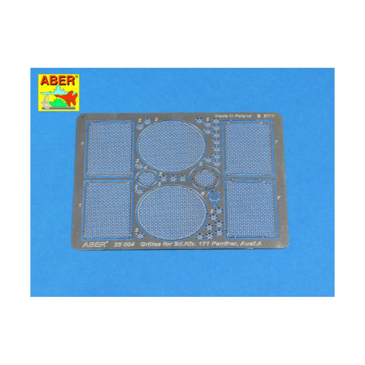 Grilles for Panther, Ausf.A/D, 1/25 - Aber Models 25004 Grilles for Panther, Ausf.A/D, 1/25 - Aber Models 25004
