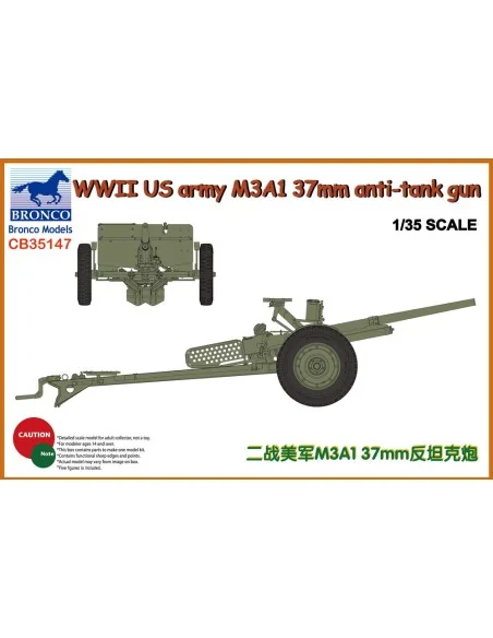 WWII US Army M3A1 37mm Anti-Tank Gun, 1/35 - Bronco Models CB35147