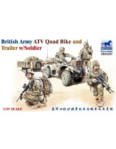 British Army ATV Quad Bike and Trailer w/Soldier, 1/35 - Bronco Mod...