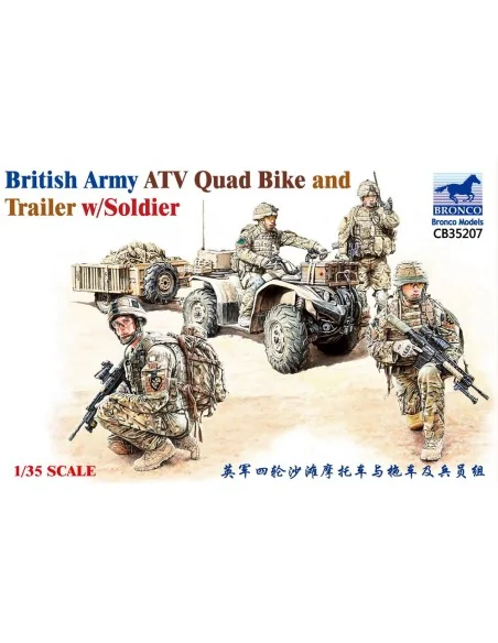 British Army ATV Quad Bike and Trailer w/Soldier, 1/35 - Bronco Mod...