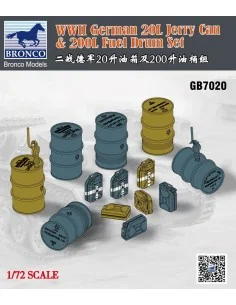 WWII German 20L Jerry Can & 200L Fuel Drum Set, 1/72 - Bronco Model...