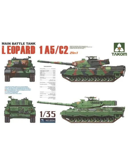 Main Battle Tank Leopartd 1 A5/C2 2 in 1, 1/35 - Takom TAK2004