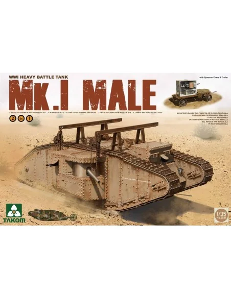 WWI Heavy Battle Tank Mk.I male 2in1, 1/35 - Takom TAK2031