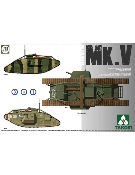WWI Heavy Battle Tank MarkV 3 in 1, 1/35 - Takom TAK2034
