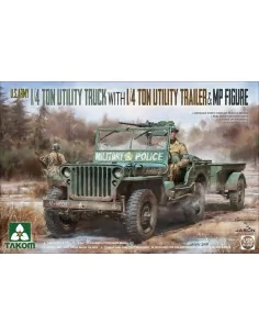 U.S. Army 1/4 ton utility truck w.1/4 t utility trailer&MP fig, 1/3...