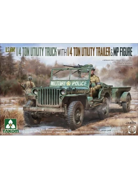 U.S. Army 1/4 ton utility truck w.1/4 t utility trailer&MP fig, 1/3...