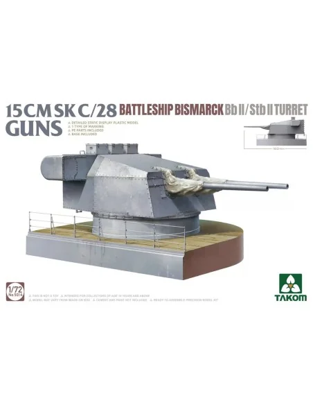 15 CMSK C/28 BATTLESHIP BISMARCK Bb II/Stb II Turret, 1/72 - Takom ...