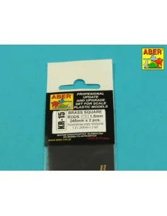 Brass square rods 1, 5 mm length 245mm x2 pcs. - Aber Models KR 15