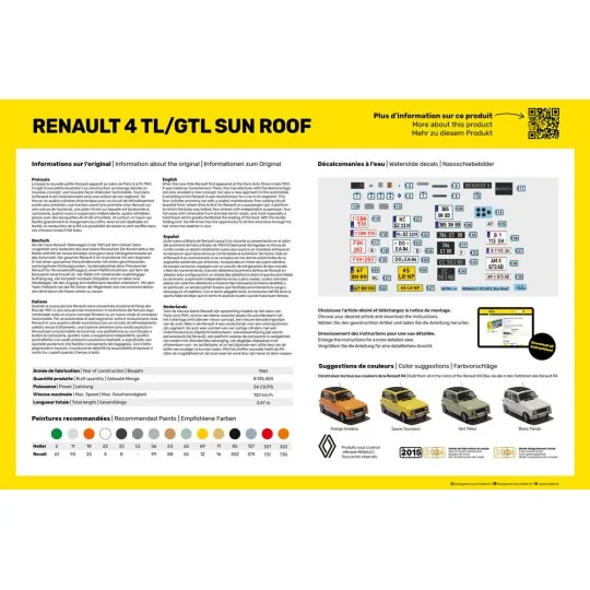 Renault 4 TL/GTL Sun Roof, 1/24 - Heller 82704 Renault 4 TL/GTL Sun Roof, 1/24 - Heller 82704
