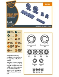 Mirage-2000 wheel set, 1/48 - Clear Prop Accessories CPA48035 2
