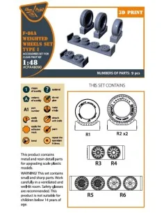 F-86A Wheels set (weighted) type 1 for CP kits, 1/48 - Clear Prop A... 2