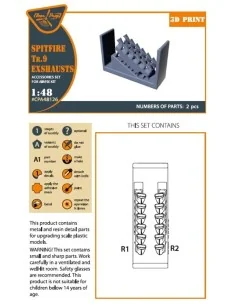 Spitfire Tr.9 exhausts for Airfix kit, 1/48 - Clear Prop Accessorie... 2