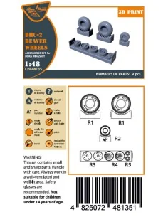 DHC-2 Beaver Wheels set for Dora Wings, 1/48 - Clear Prop Accessori... 2