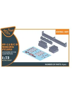 OV-1 A/B/C/D Mohawk pylons for CP kit, 1/72 - Clear Prop Accessorie...