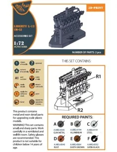 Liberty L-12 engine set 3D print, 1/72 - Clear Prop Accessories CPA... 2