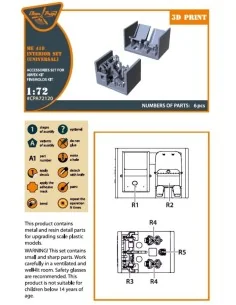 Me-410 B-1/U2/U4/R4 interior for Airfix, Finemolds kits, 1/72 - Cle... 2