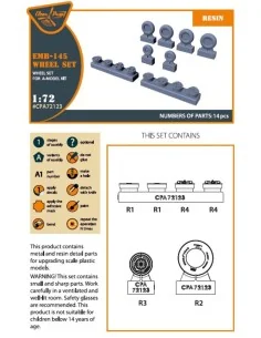 EMB-145 wheel set for A-model kits, 1/72 - Clear Prop Accessories C... 2