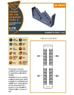 Arado Ar-240 exhausts type 2 for REVELL kit, 1/72 - Clear Prop Acce... 2