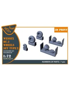 Wessex HC.2 Wheel set type 2 for Airfix kit, 1/72 - Clear Prop Acce...