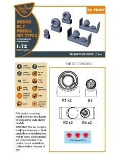 Wessex HC.2 Wheel set type 2 for Airfix kit, 1/72 - Clear Prop Acce... 2