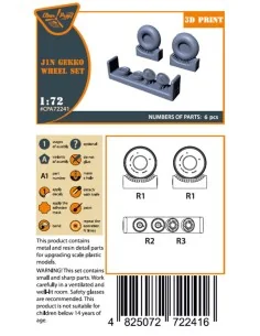 J1N Gekko Wheel set, 1/72 - Clear Prop Accessories CPA72241 2