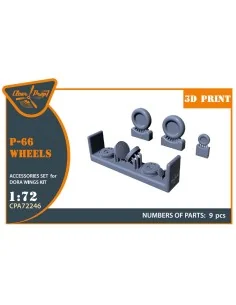 Vanguard P-66/Mk.1/J10 Wheels set for Dora Wings, 1/72 - Clear Prop...