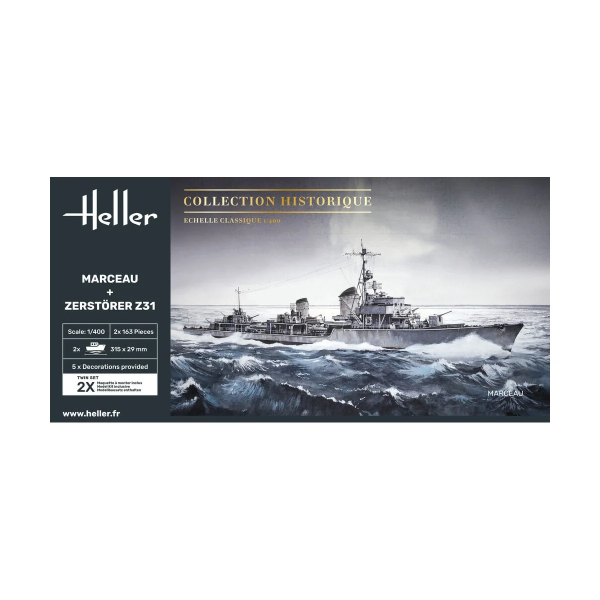Twin Set Marceau + Zerstörer Z31, 1/400 - Heller 85009 Twin Set Marceau + Zerstörer Z31, 1/400 - Heller 85009