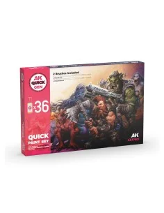 QUICK PAINT SET - 36 QUICK GEN COLORS (+2 FREE BRUSHES) - AK Intera...