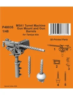 M5A1 Turret Machine Gun Mount and Gun Barrels, 1/48 - CMK 129-P48035