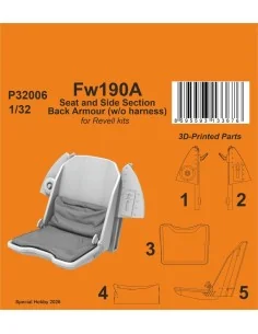 Fw190A Seat and Side Section Back Armour (w/o harness) for Revell, ...