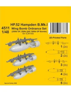 HP.52 Hampden B.Mk.I - Wing Bomb Ordnance Set for ICM, 1/48 - CMK 1...