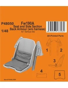 Fw190A Seat and Side Section Back Armour (w/o harness) for Tamiya, ...