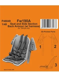 Fw190A Seat and Side Section Back Armour (w/ harness) for Tamiya, 1...