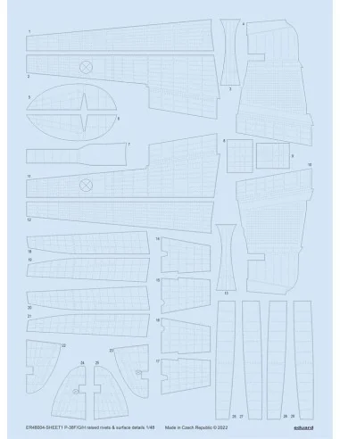 P-38F/G/H raised rivets & surface details for TAMIYA, 1/48 - Eduard...