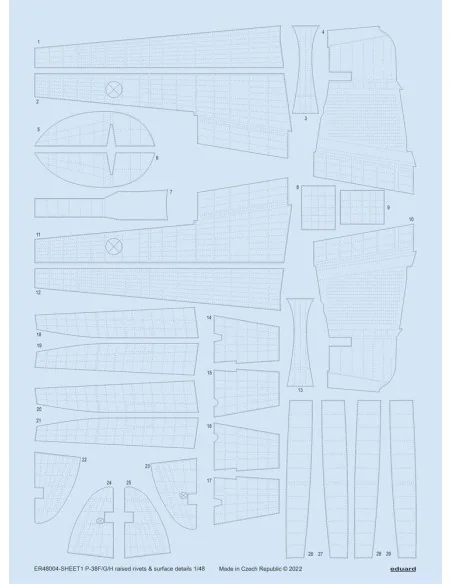 P-38F/G/H raised rivets & surface details for TAMIYA, 1/48 - Eduard...