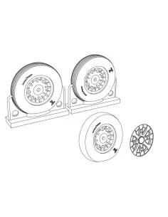 F4U Corsair Ribbed Thread Wheels set, 1/48 - Brengun BRL48115