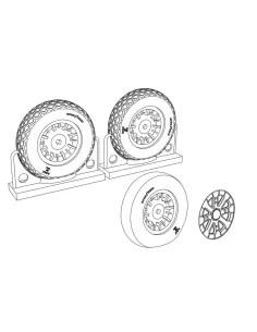 F4U Corsair Cross Thread Wheels set, 1/48 - Brengun BRL48117