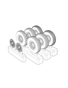 P-47N Wheels (3 type of pattern), 1/72 - Brengun BRL72214