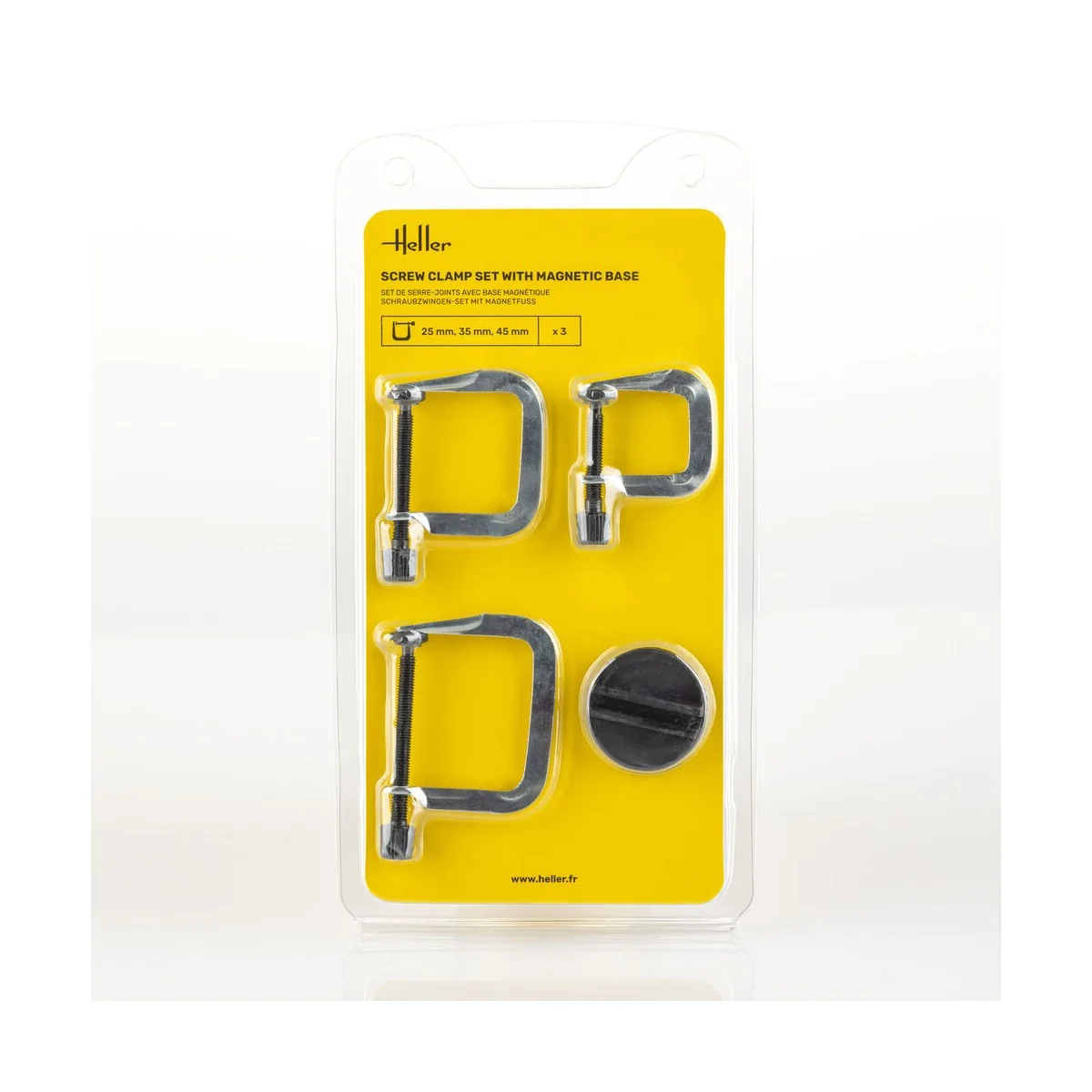 Screw clamp set (3 pieces) with magnetic base - Heller 99003